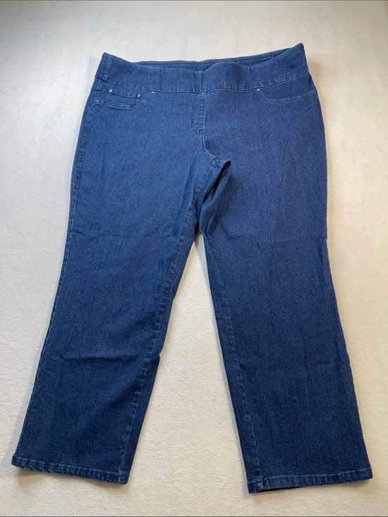 Ruby Rd. Denim - Ruby Rd. Straight Leg Jeans in Deep Blue WOMENS SIZE 22W PULL ON FAKE FRONT POCK